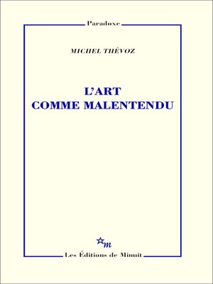 cover image of L'Art comme malentendu